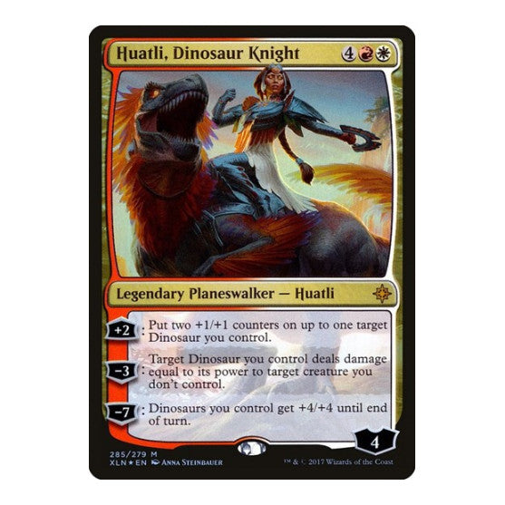 Huatli Dinosaur Knight Ixalan (XLN) - (#285, Mythic Rare) (Foil, Moderately Played)