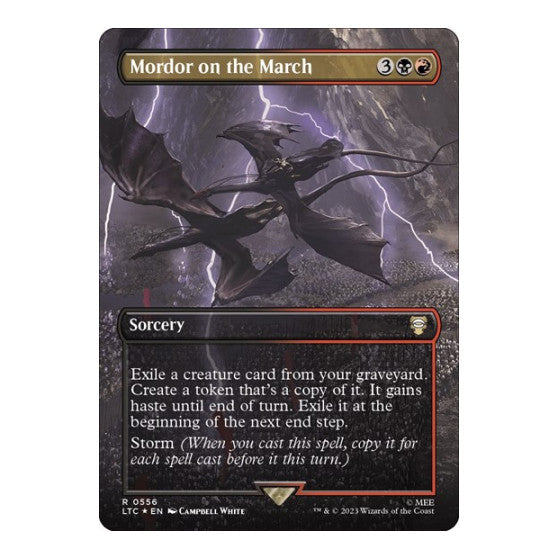 Mordor on the March Borderless Surge Foil Commander: The Lord of the Rings: Tales of Middle-earth (LTC) - (#556, Rare) (Foil, Near Mint)