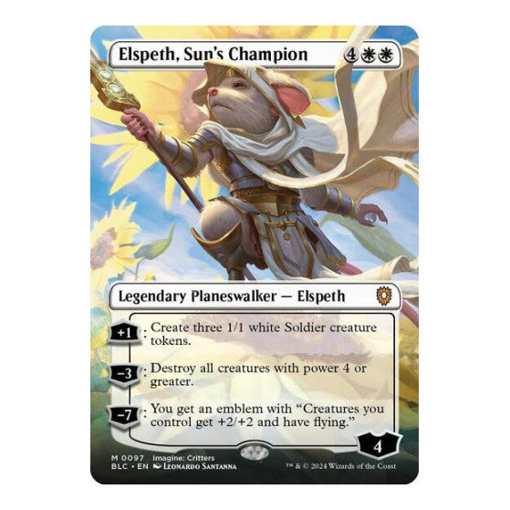 Elspeth Suns Champion Borderless Commander: Bloomburrow (BLC) - (#97, Mythic Rare) (Foil, Near Mint)