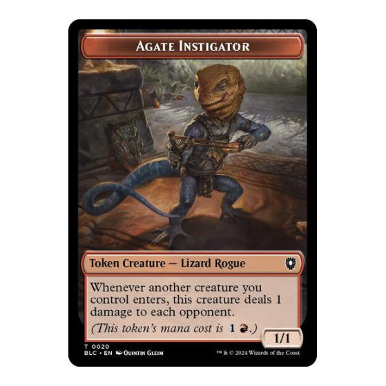 Agate Instigator Rabbit Double Sided Token Commander: Bloomburrow (BLC) - (#20 // 3, T) (, Near Mint)