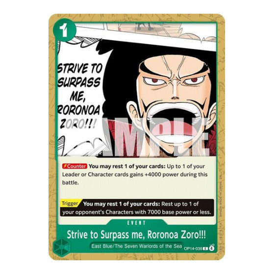 Strive to Surpass me, Roronoa Zoro!!! The Azure Sea's Seven (OP14-EB04) - (, Near Mint)