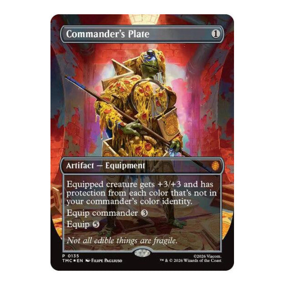 Commander's Plate (Borderless) Commander: Teenage Mutant Ninja Turtles (TMC) - (#135, Promo) (Foil, Near Mint)