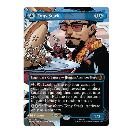Tony Stark (Borderless) (0350) Marvel Super Heroes (MSH) - (#350, Mythic Rare) (, Near Mint)