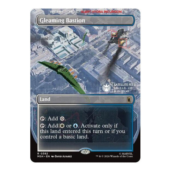 Gleaming Bastion (Borderless) Marvel Super Heroes (MSH) - (#382, Rare) (Foil, Near Mint)