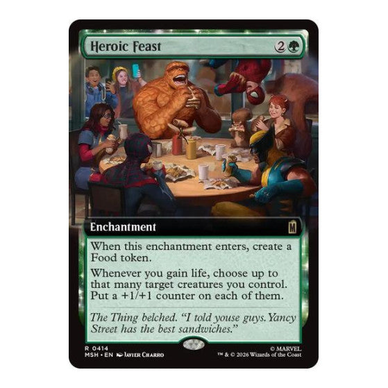 Heroic Feast (Extended Art) Marvel Super Heroes (MSH) - (#414, Rare) (Foil, Lightly Played)