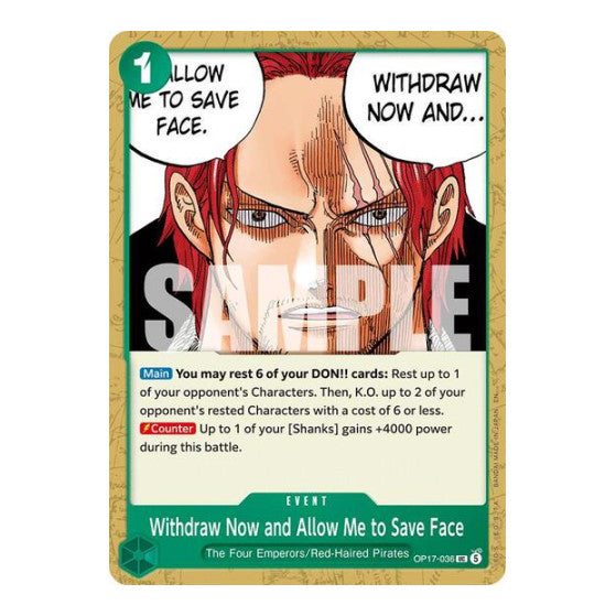 Withdraw Now and Allow Me to Save Face The World's Strongest Warriors (OP17) - (, Near Mint)
