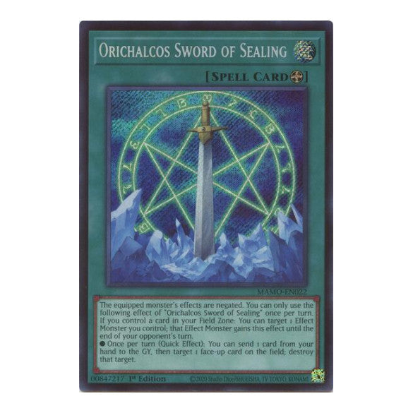 Orichalcos Sword of Sealing Secret Rare Magnificent Monsters (MAMO) - (#MAMO-EN022, Secret Rare) (1st Edition, Near Mint)