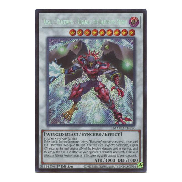 Assault Blackwing Kusanagi the Gathering Storm Secret Rare Magnificent Monsters (MAMO) - (#MAMO-EN026, Secret Rare) (1st Edition, Near Mint)