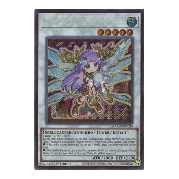 Ib the World Chalice Justiciar Secret Rare Magnificent Monsters (MAMO) - (#MAMO-EN034, Secret Rare) (1st Edition, Near Mint)