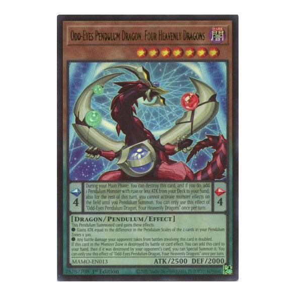 Odd Eyes Pendulum Dragon Four Heavenly Dragons Magnificent Monsters (MAMO) - (#MAMO-EN013, Ultra Rare) (1st Edition, Near Mint)