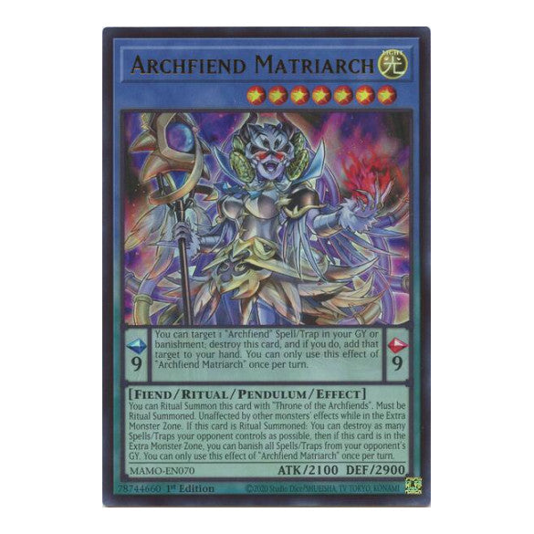 Archfiend Matriarch Magnificent Monsters (MAMO) - (#MAMO-EN070, Ultra Rare) (1st Edition, Near Mint)